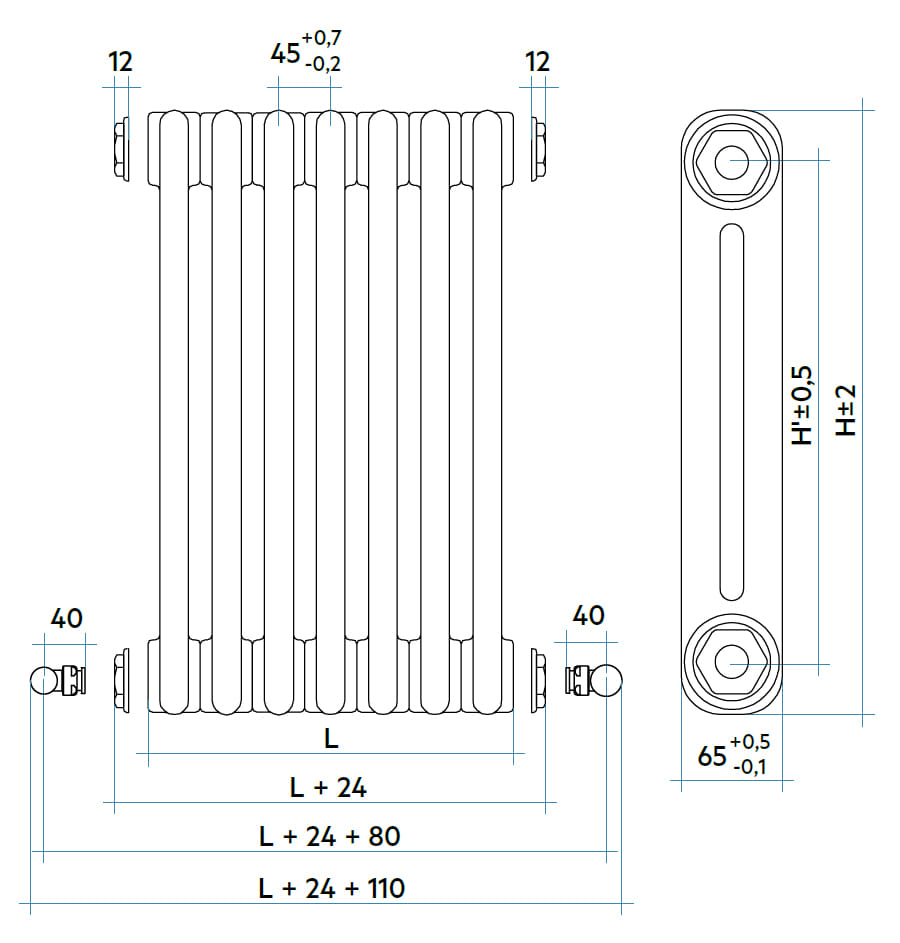 TESI 2 radiateur decoratif chauffage central 2641W, blanc, IRSAP - RT220001901A402N