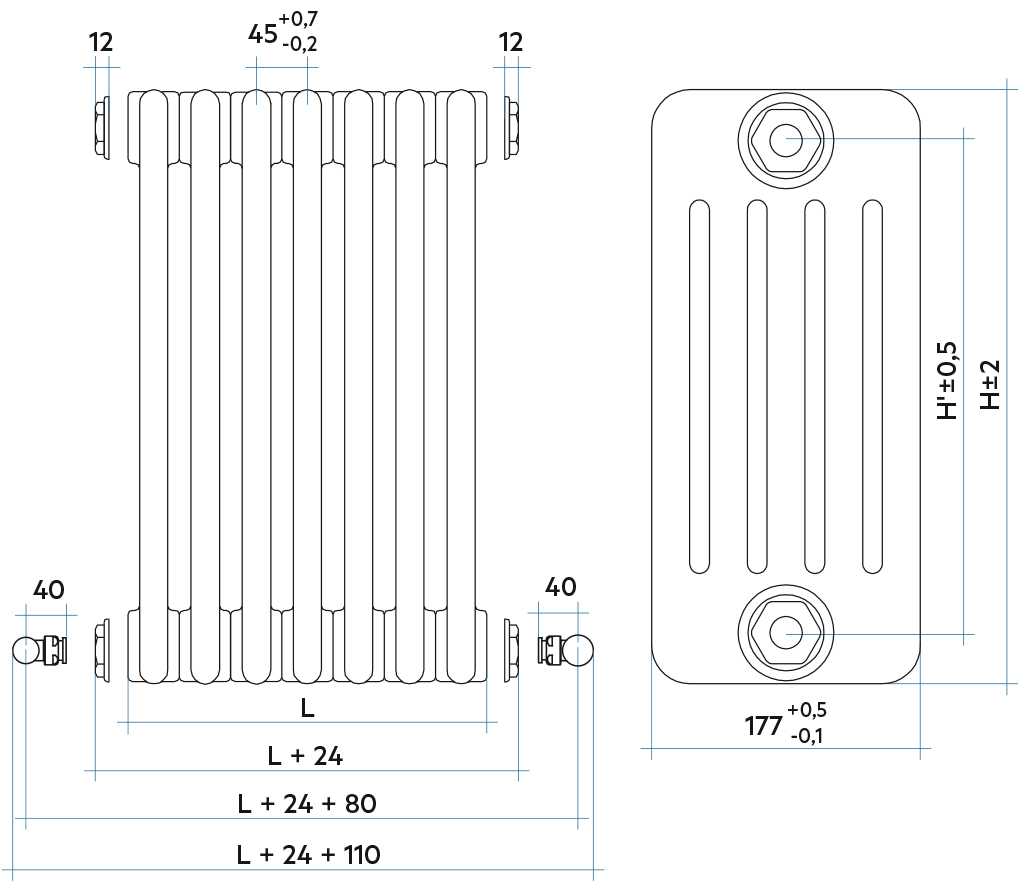 TESI 5 radiateur decoratif chauffage central 1291W, blanc, IRSAP - RT507501101A402N