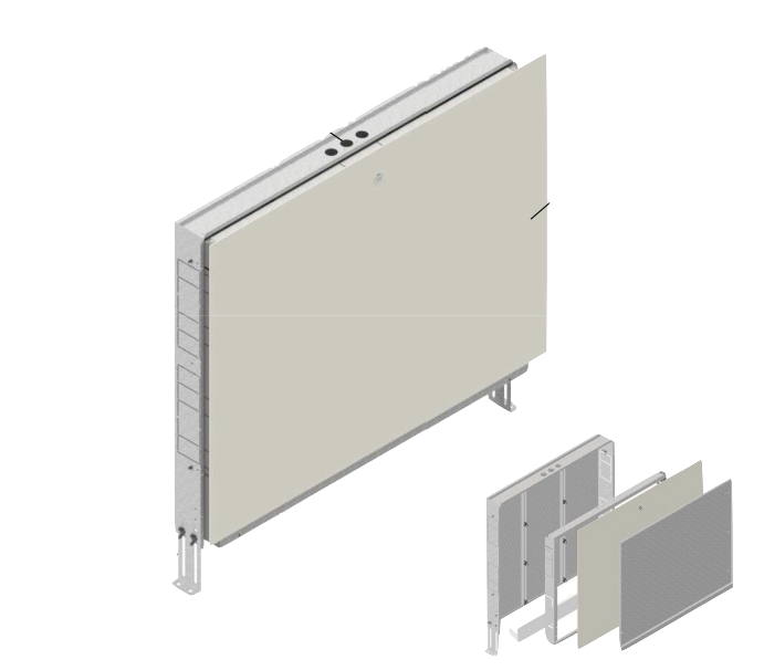 Coffret métallique à encaster MGS2 pour collecteur chauffage de sol 1400x600x110  