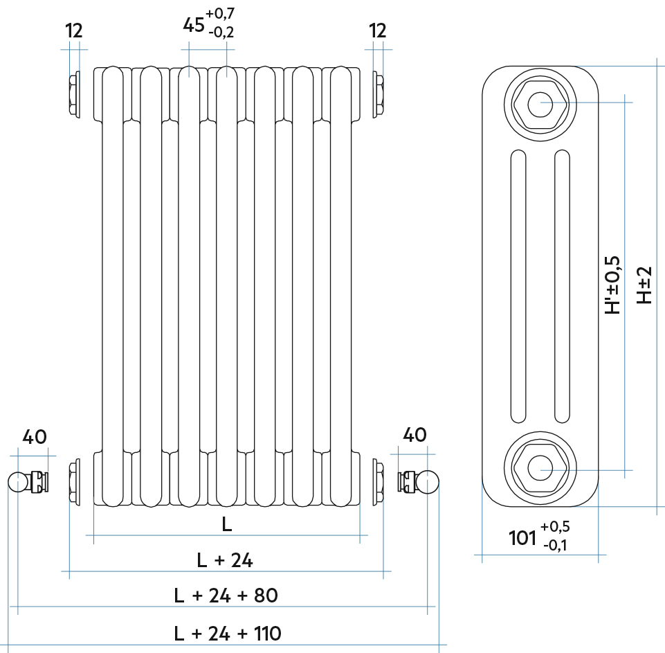 TESI 3 radiateur decoratif chauffage central 1030W, blanc - RT306001701A425N