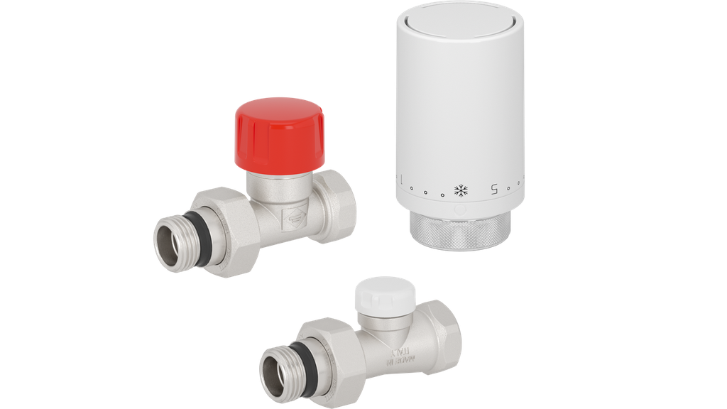 Kit de vannes thermostatique pour tube multicouche 1/2''x1/2" équerre avec préréglage