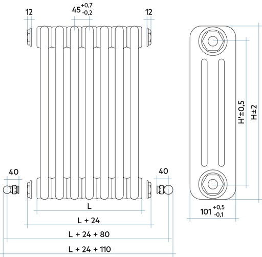 [RT320002001A402N] TESI 3 radiateur decoratif chauffage central 3744W, blanc, IRSAP - RT320002001A402N