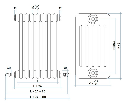 [RT602002201A402N] TESI 6 radiateur decoratif chauffage central 822W, blanc, IRSAP - RT602002201A402N