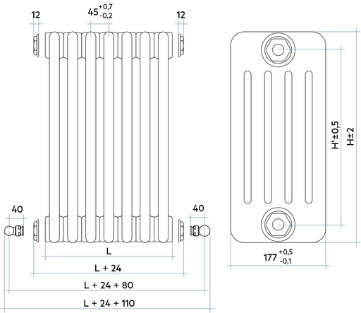 [RT518000701A408N] TESI 5 radiateur decoratif chauffage central 1829W, blanc - RT518000701A408N